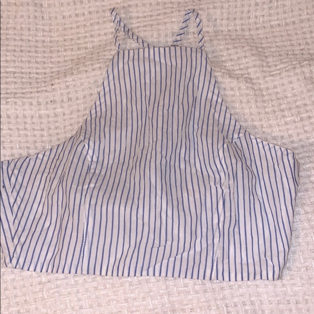 stripped tie-back halter top